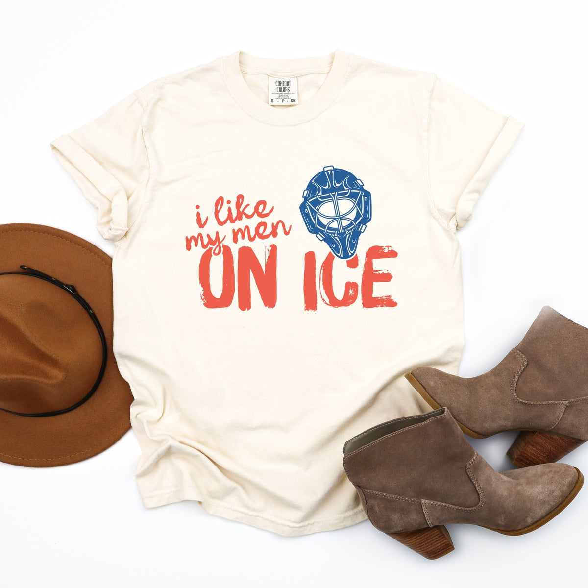 I Like My Men On Ice - Women's Garment Dyed Graphic T-Shirt