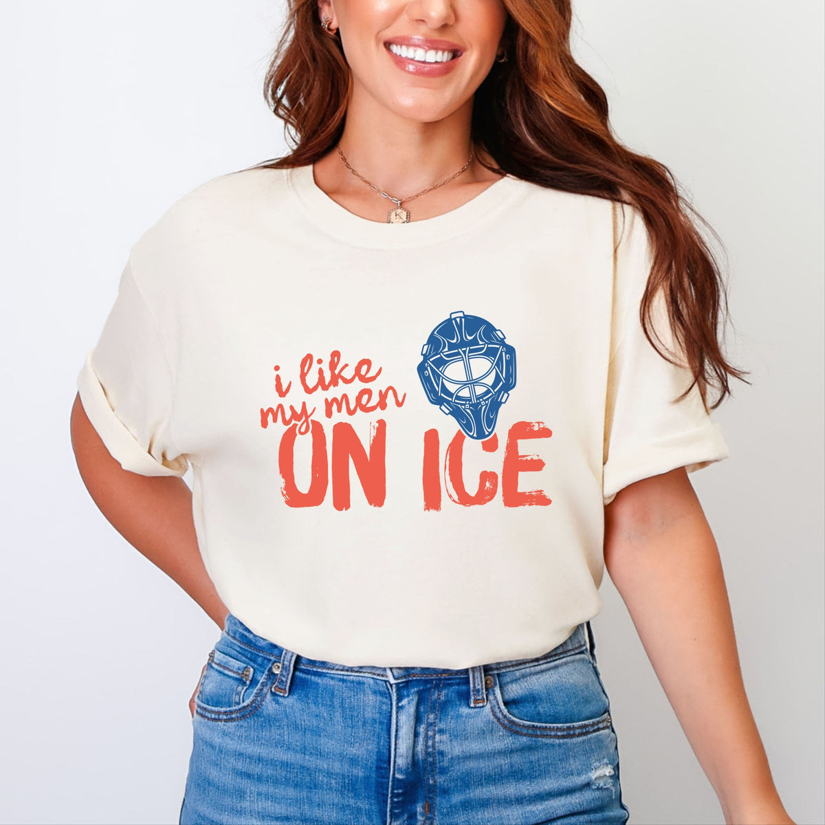 I Like My Men On Ice - Women's Garment Dyed Graphic T-Shirt