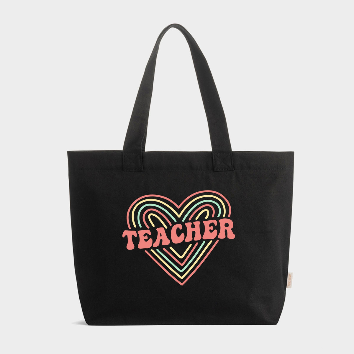 Colorful Heart Teacher - Zippered Canvas Tote