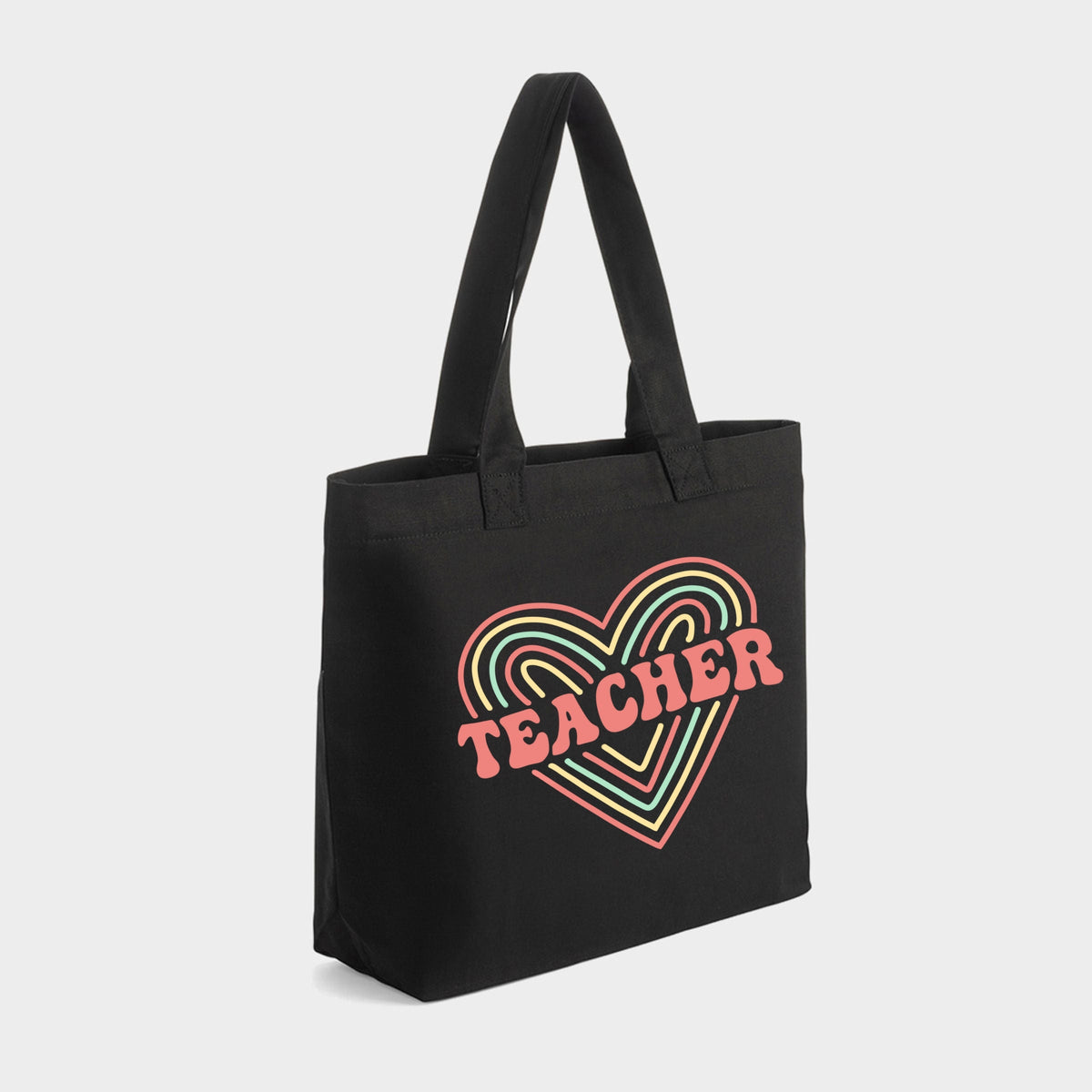 Colorful Heart Teacher - Zippered Canvas Tote