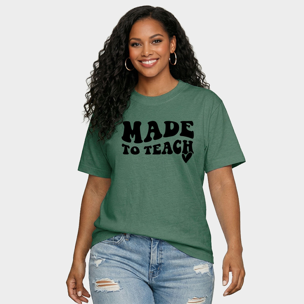 Made To Teach Wavy Heart - Women's Relaxed Boxy Tee