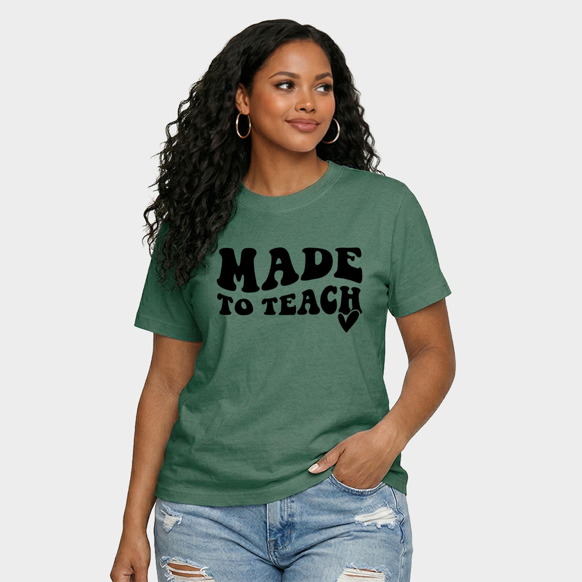 Made To Teach Wavy Heart - Women's Relaxed Boxy Tee