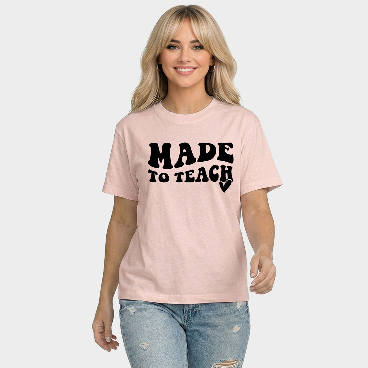 Made To Teach Wavy Heart - Women's Relaxed Boxy Tee