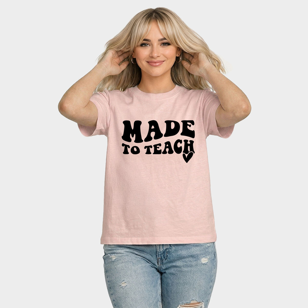 Made To Teach Wavy Heart - Women's Relaxed Boxy Tee