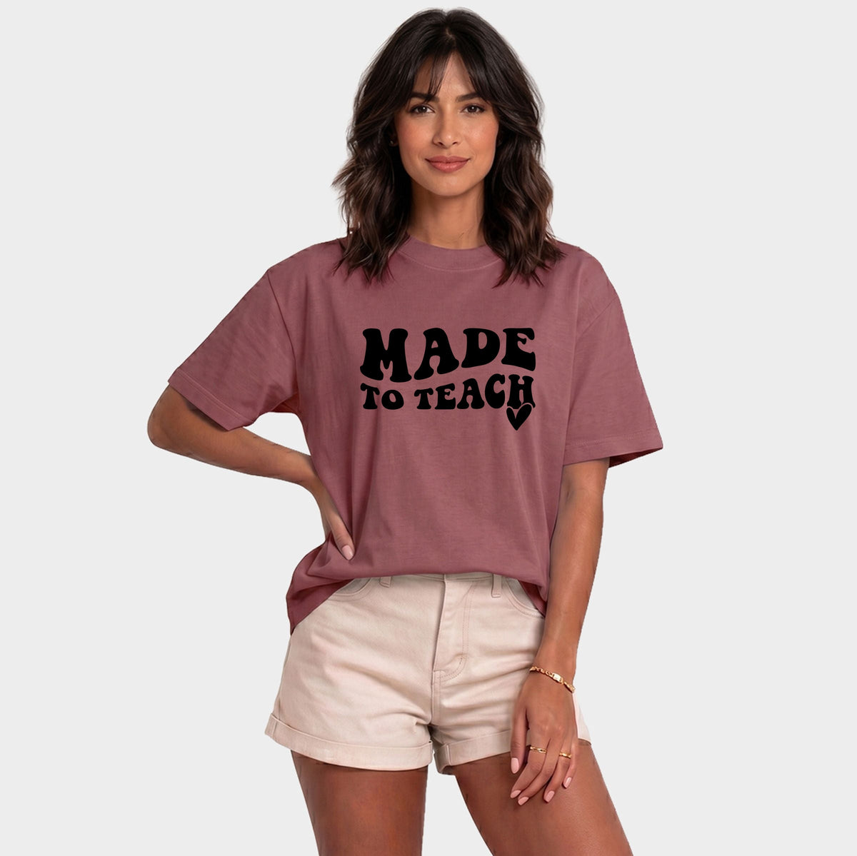 Made To Teach Wavy Heart - Women's Relaxed Boxy Tee