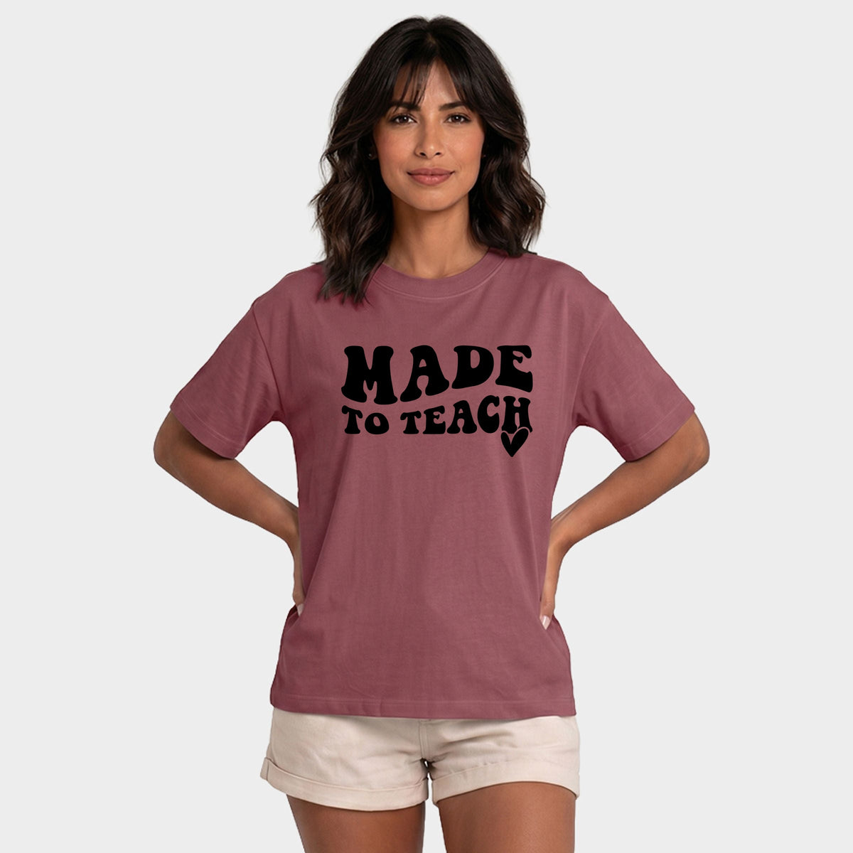 Made To Teach Wavy Heart - Women's Relaxed Boxy Tee