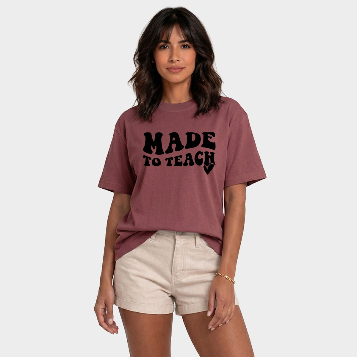 Made To Teach Wavy Heart - Women's Relaxed Boxy Tee