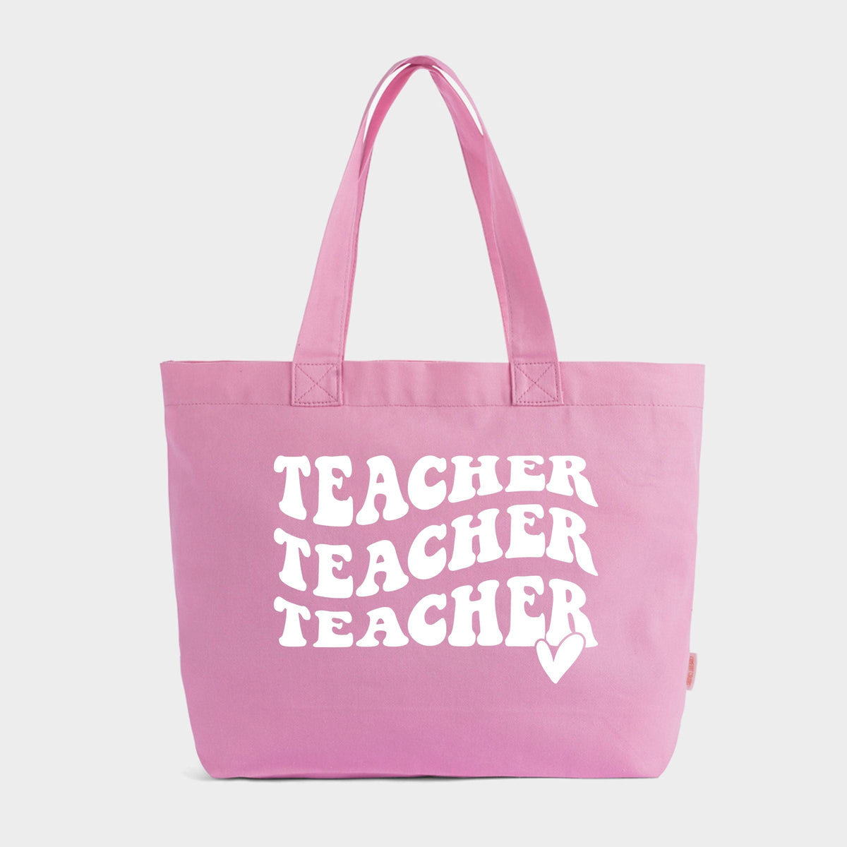 Teacher Stacked Wavy Heart - Zippered Canvas Tote