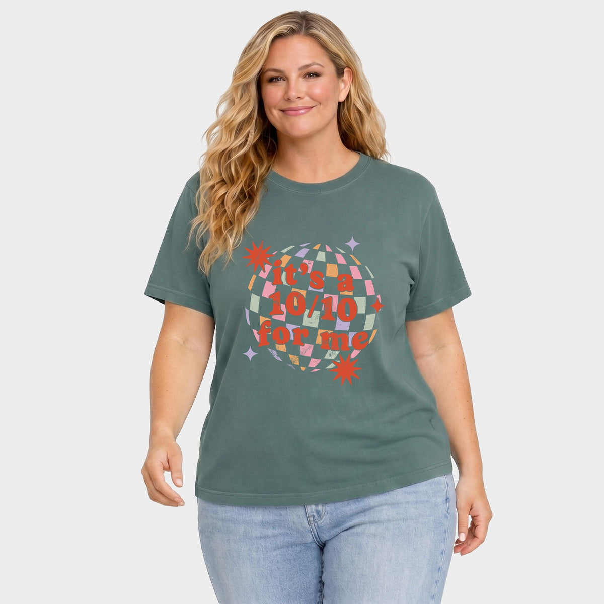 It's A 10/10 For Me Disco - Women's Plus Garment Dyed Tee