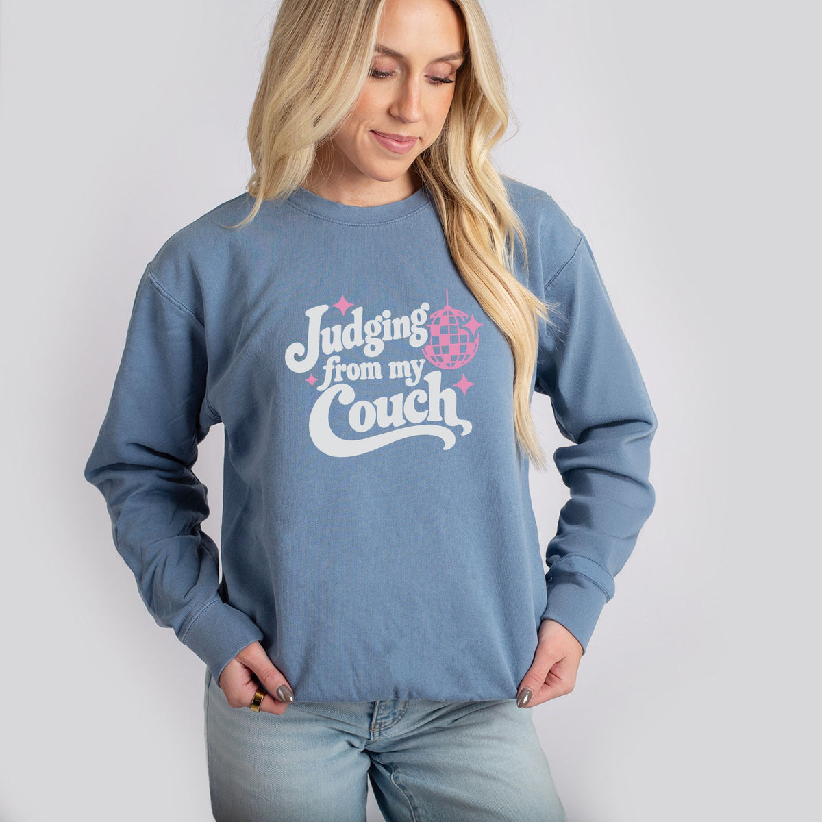 Judging From My Couch Disco - Women's Lightweight Garment Dyed Sweatshirt