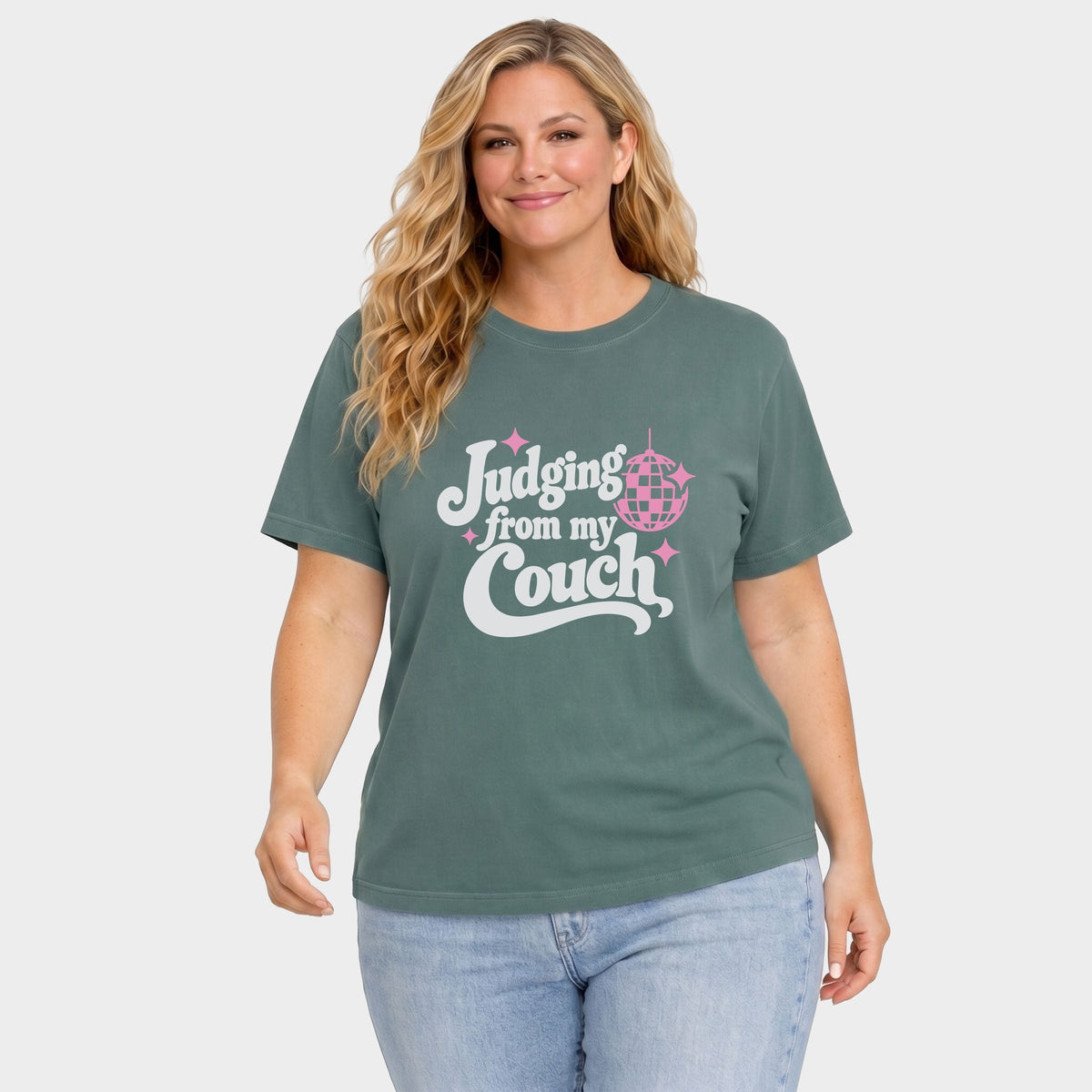 Judging From My Couch Disco - Women's Plus Garment Dyed Tee