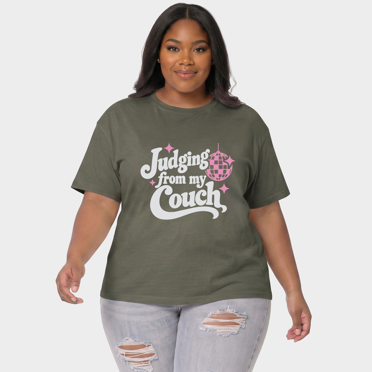 Judging From My Couch Disco - Women's Plus Garment Dyed Tee