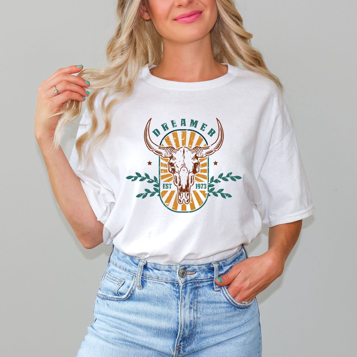 Cow Skull Dreamer - Women's Short Sleeve Graphic T-Shirt