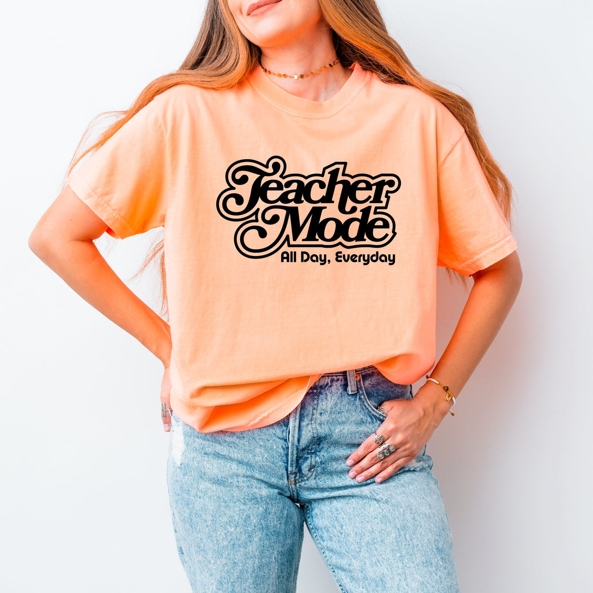 Teacher Mode Everyday - Women's Garment Dyed Graphic T-Shirt