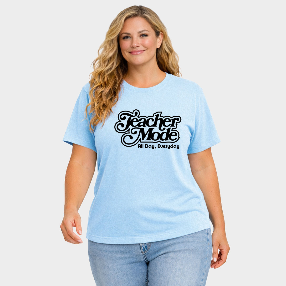 Teacher Mode Everyday - Women's Plus Sized Garment Dyed Graphic T-Shirt