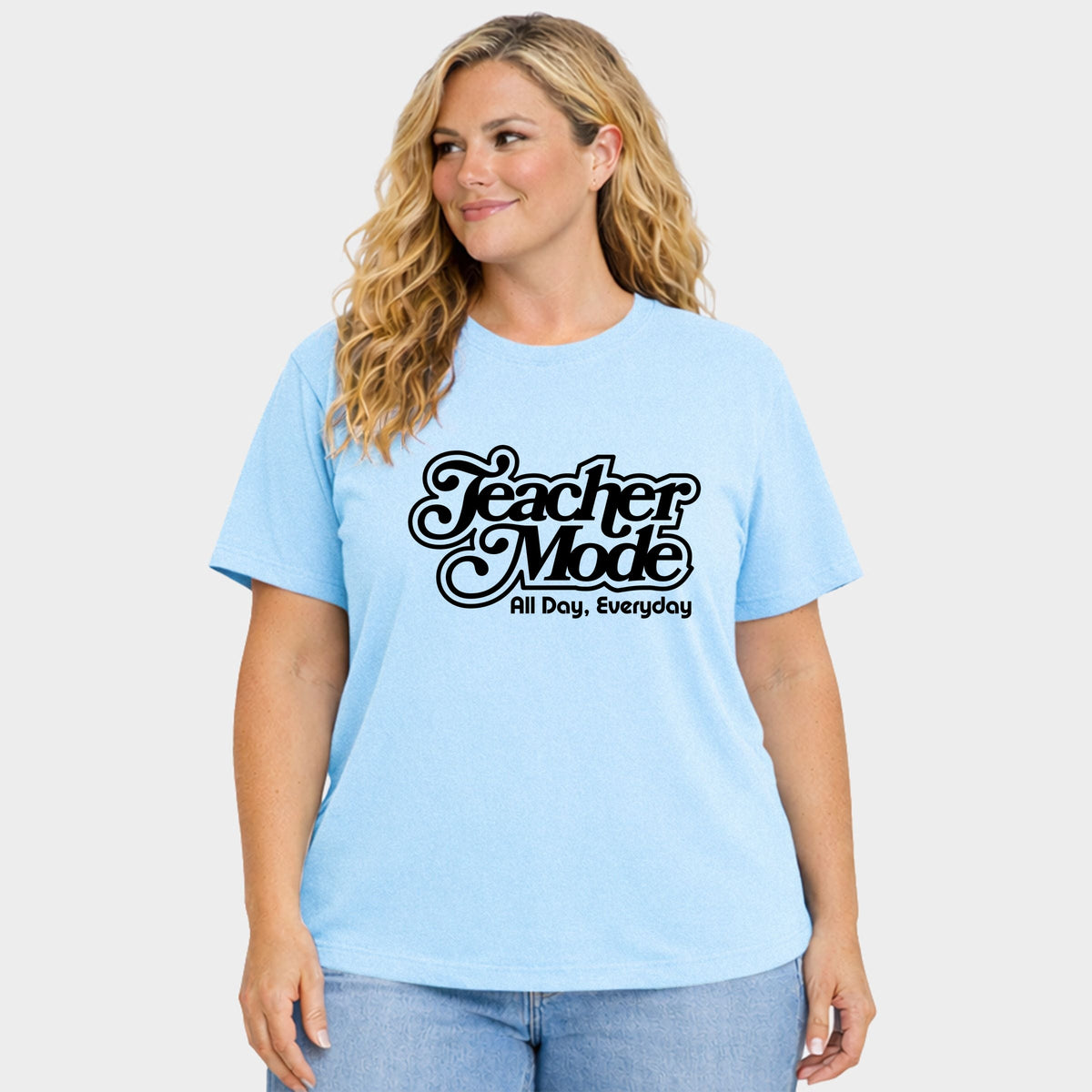 Teacher Mode Everyday - Women's Plus Sized Garment Dyed Graphic T-Shirt