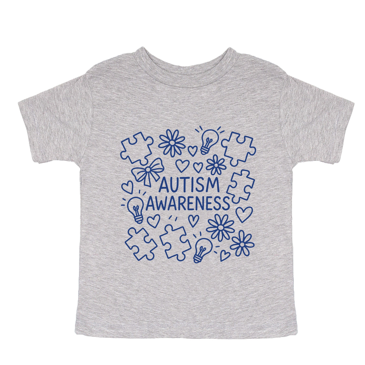 Autism Awareness Puzzle Outline - Toddler Short Sleeve Graphic T-Shirt