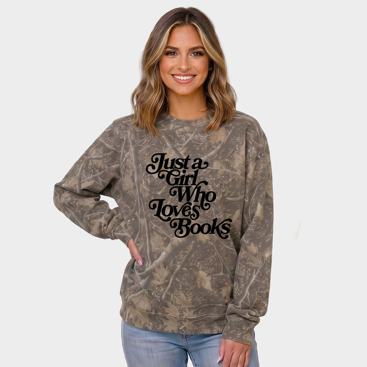 Just A Girl Who Loves Books - Women's Camo Sweatshirt
