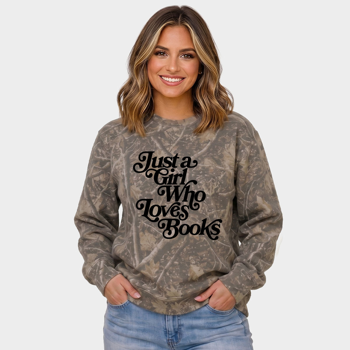 Just A Girl Who Loves Books - Women's Camo Sweatshirt
