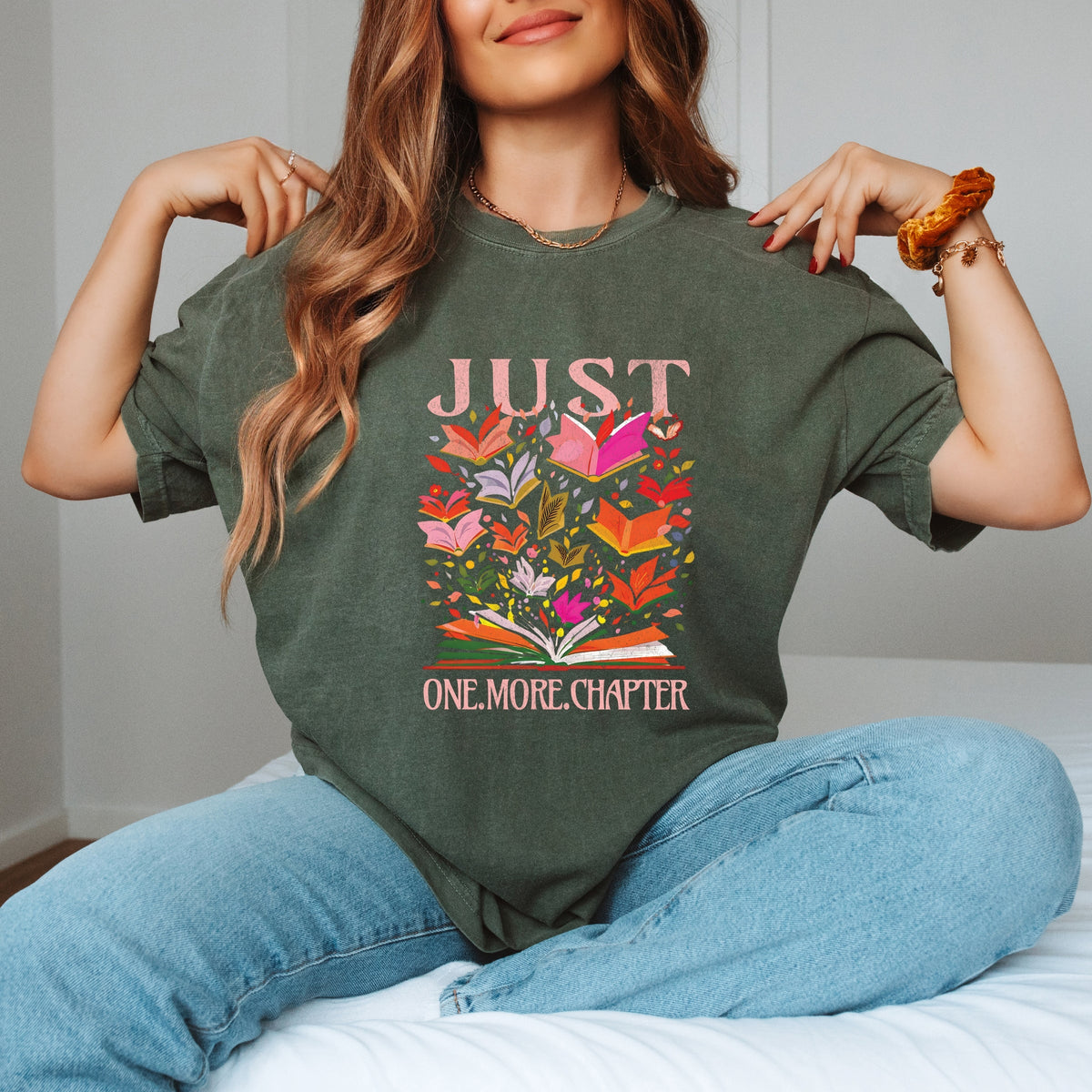 Just One More Chapter Books - Women's Garment Dyed Graphic T-Shirt