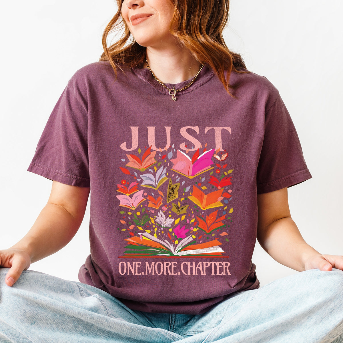 Just One More Chapter Books - Women's Garment Dyed Graphic T-Shirt