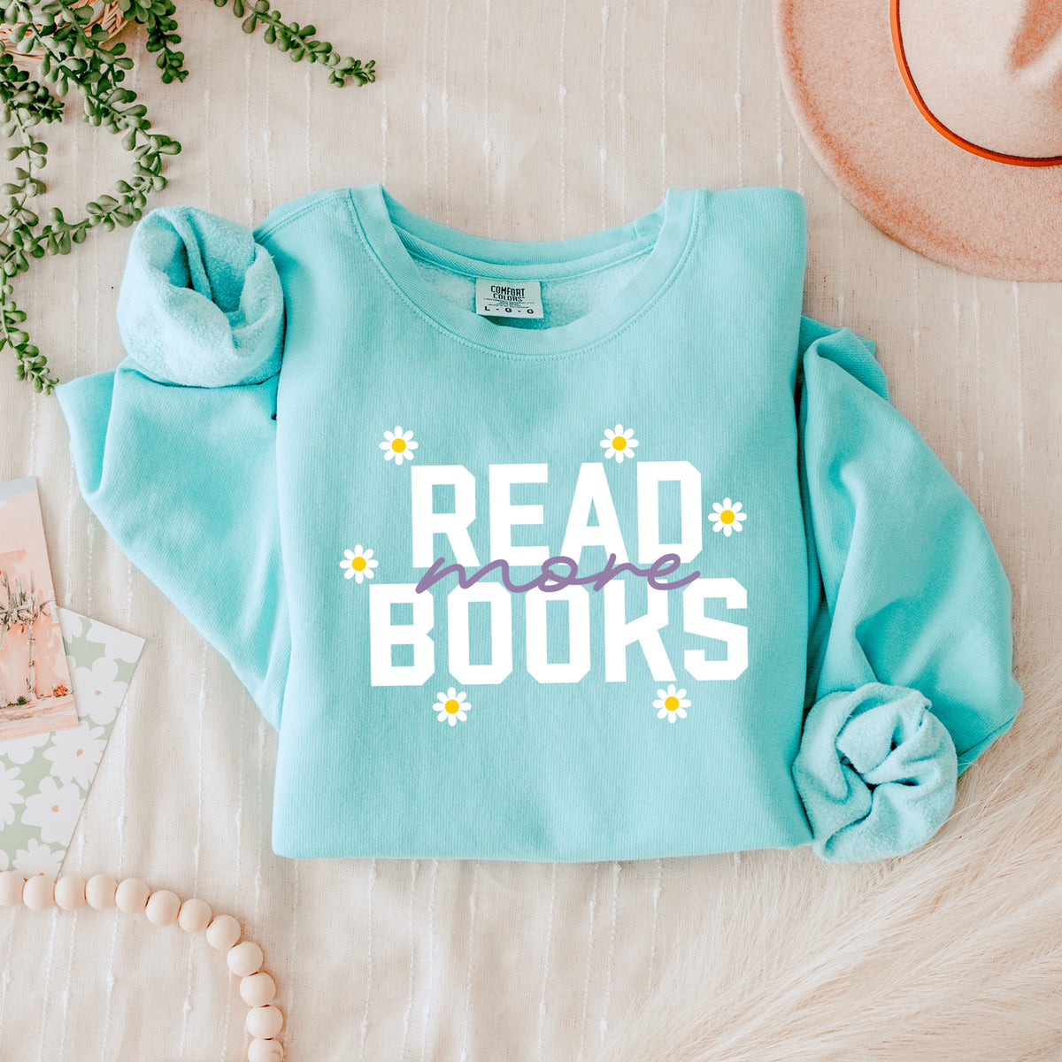 Read More Books Daisies - Women's Lightweight Garment Dyed Sweatshirt