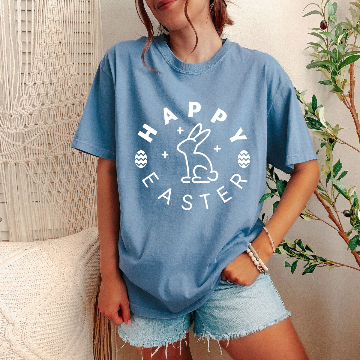 Happy Easter Eggs - Women's Garment Dyed Tee