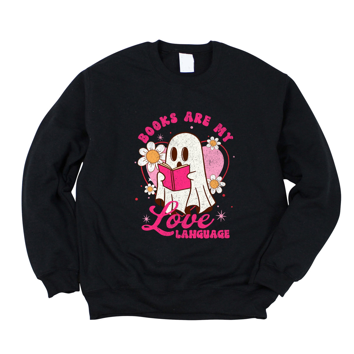 Books Are My Love Language Ghost - Women's Graphic Sweatshirt