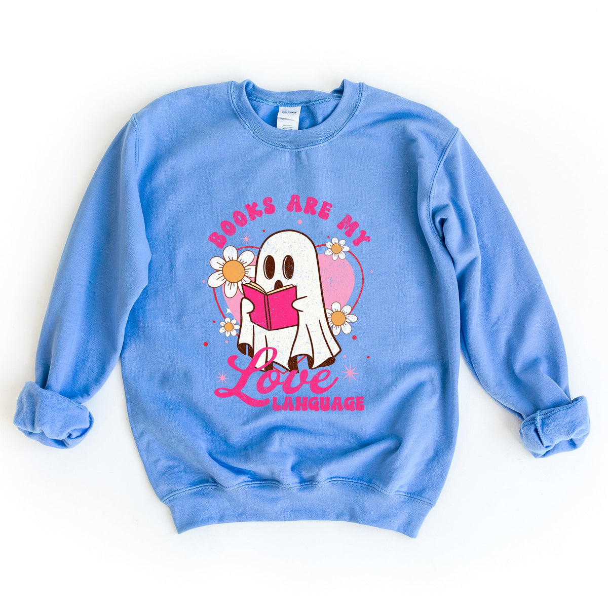 Books Are My Love Language Ghost - Women's Graphic Sweatshirt