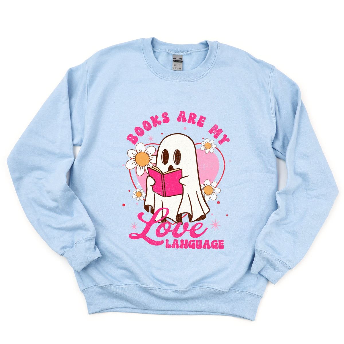 Books Are My Love Language Ghost - Women's Graphic Sweatshirt