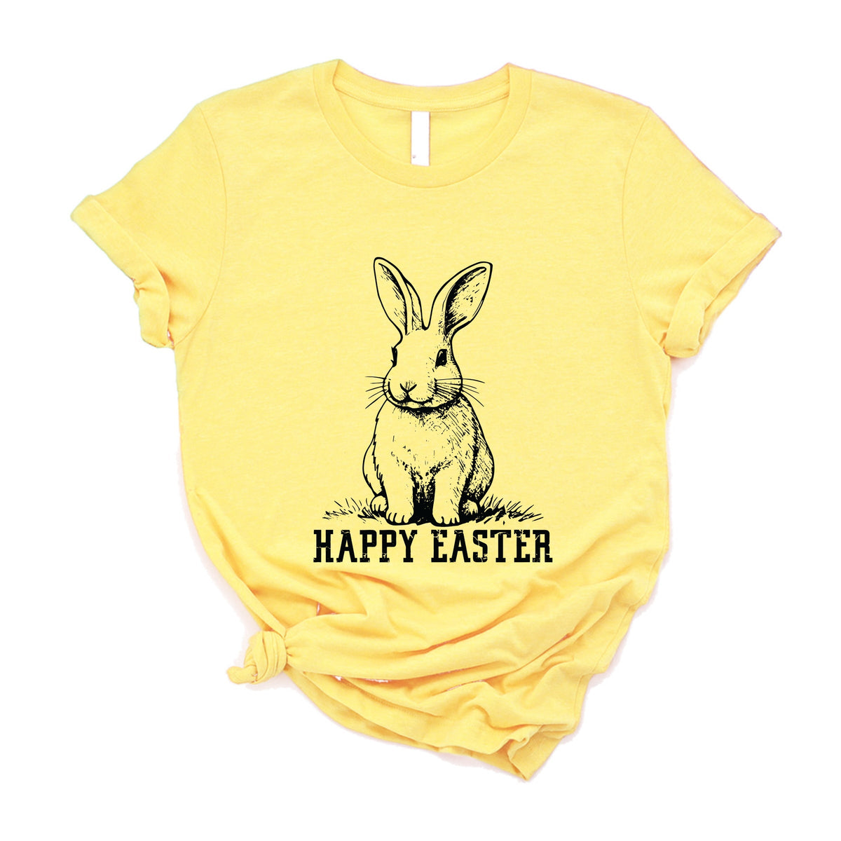 Happy Easter Bunny Outline - Women's Short Sleeve Graphic T-Shirt