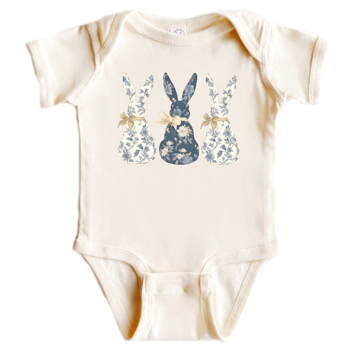 Three Blue Willow Bunnies - Baby Short Sleeve Graphic Bodysuit