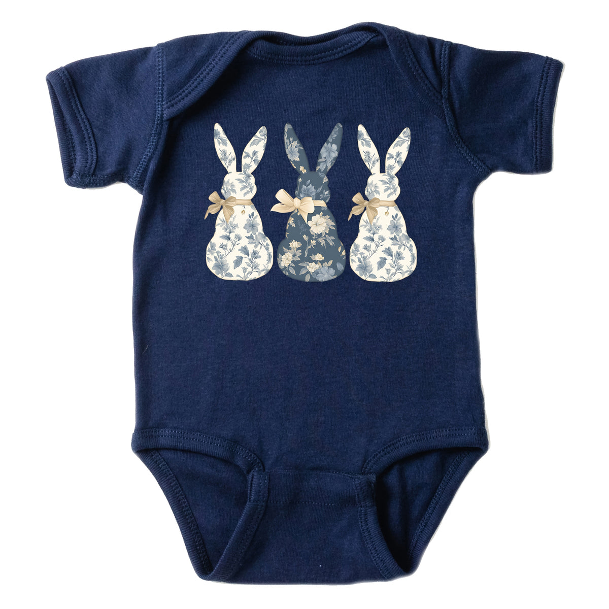 Three Blue Willow Bunnies - Baby Short Sleeve Graphic Bodysuit