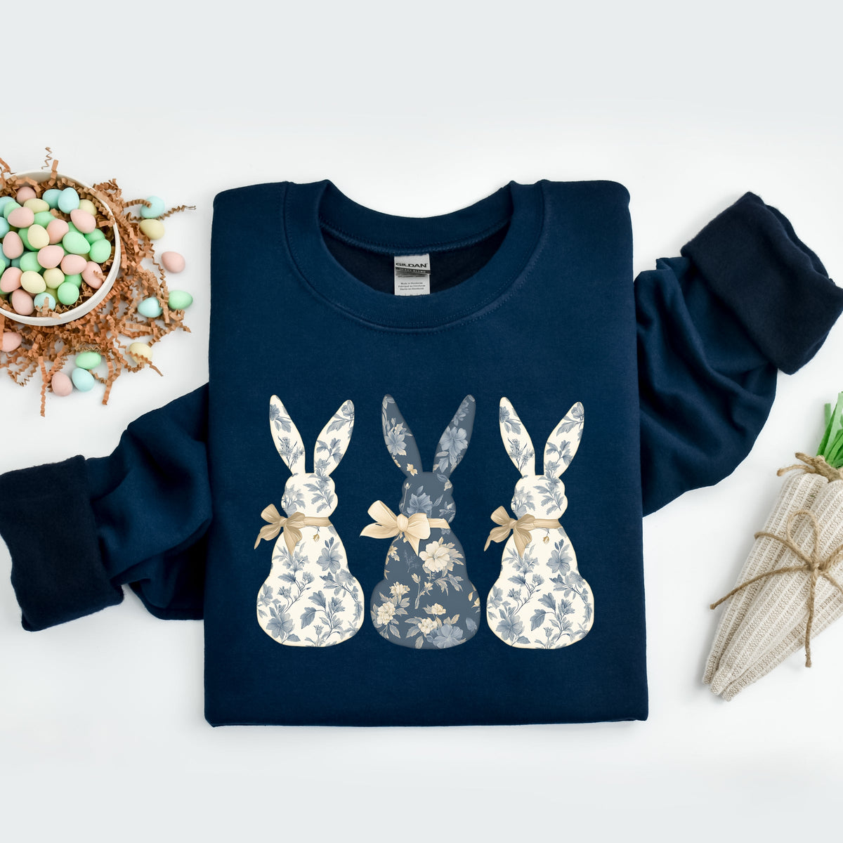 Three Blue Willow Bunnies - Women's Graphic Sweatshirt