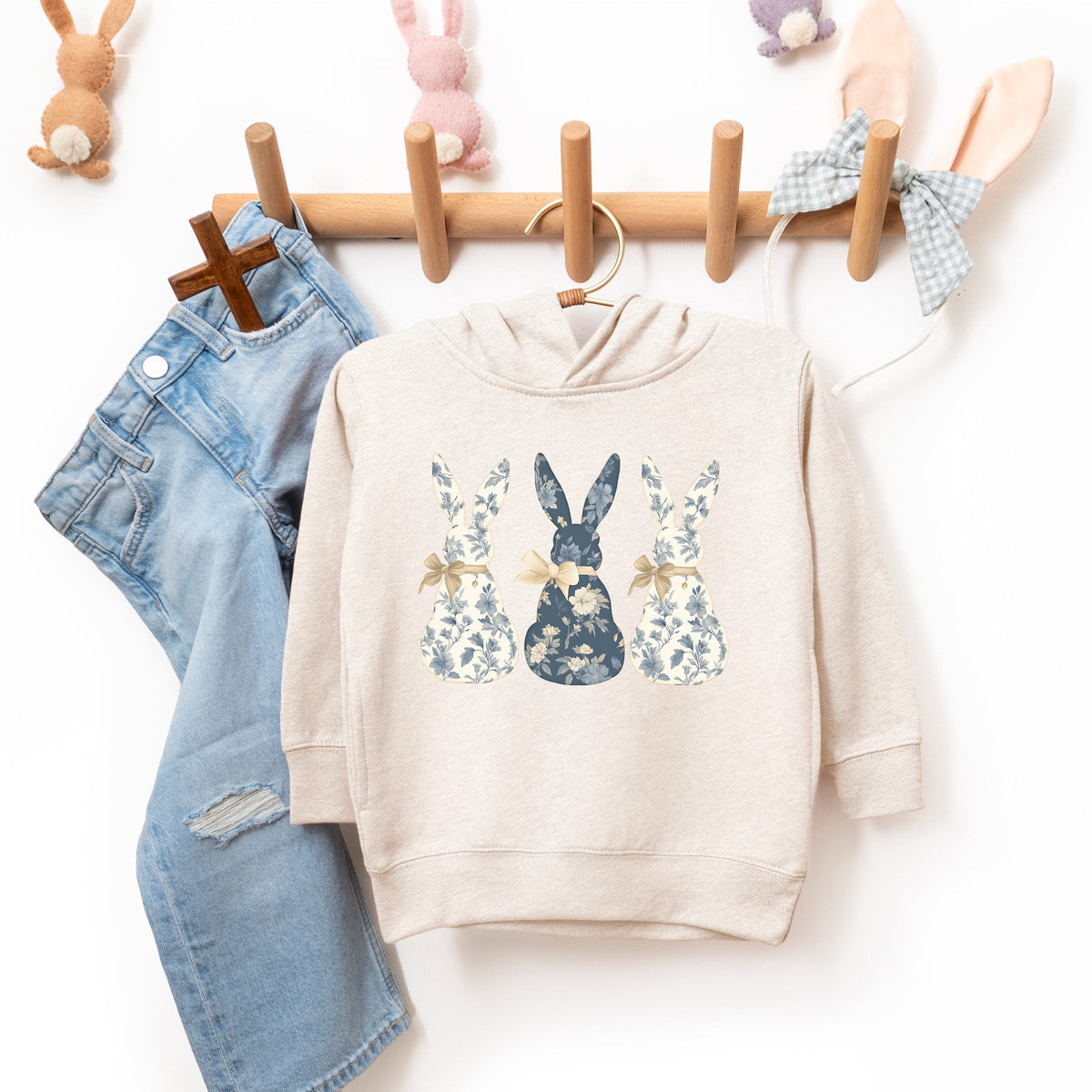 Three Blue Willow Bunnies - Toddler Hoodie