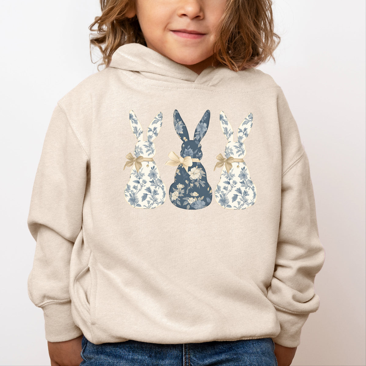 Three Blue Willow Bunnies - Toddler Hoodie