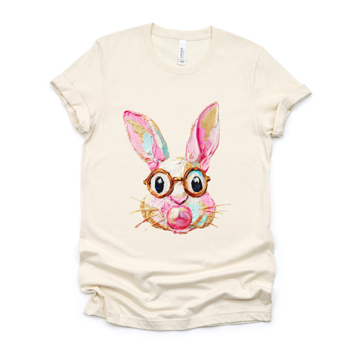 Bunny Face Textured Paint - Women's Short Sleeve Graphic T-Shirt