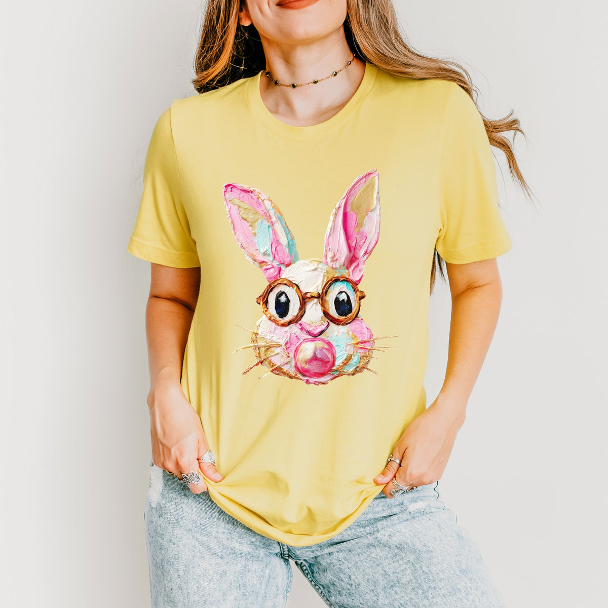 Bunny Face Textured Paint - Women's Short Sleeve Graphic T-Shirt