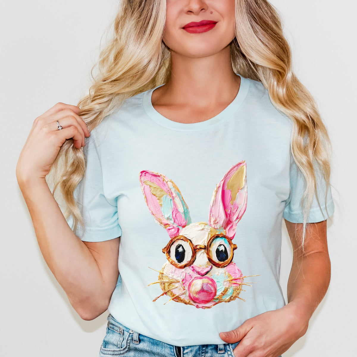 Bunny Face Textured Paint - Women's Short Sleeve Graphic T-Shirt