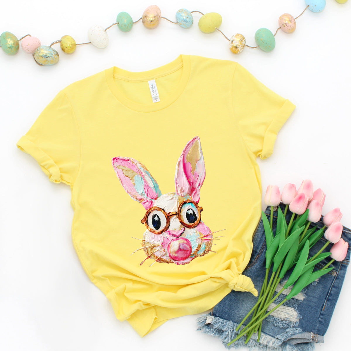 Bunny Face Textured Paint - Women's Short Sleeve Graphic T-Shirt