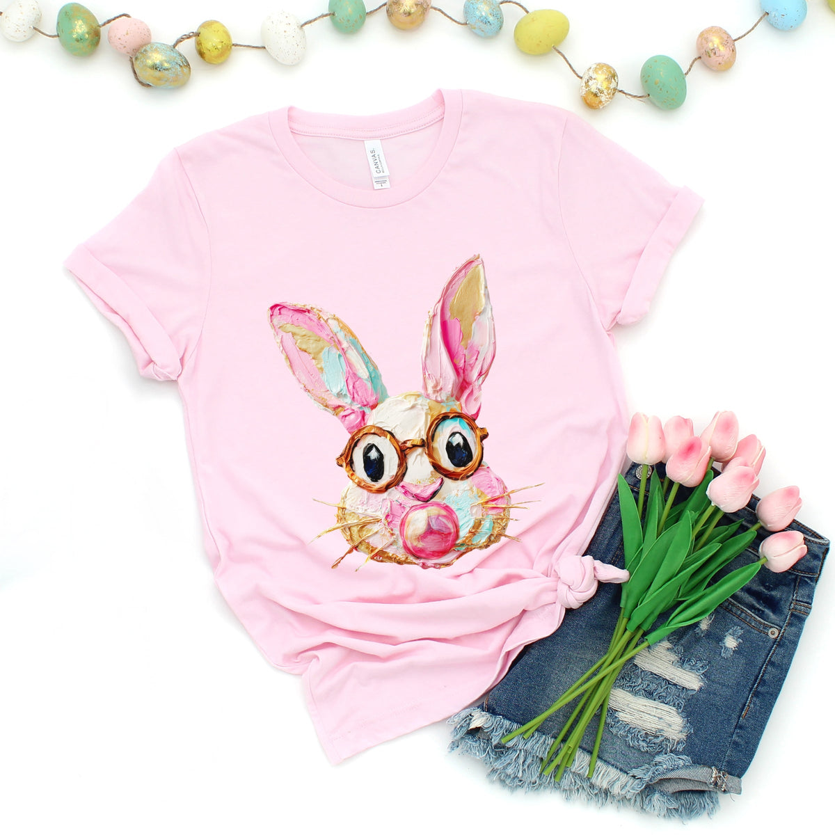 Bunny Face Textured Paint - Women's Short Sleeve Graphic T-Shirt