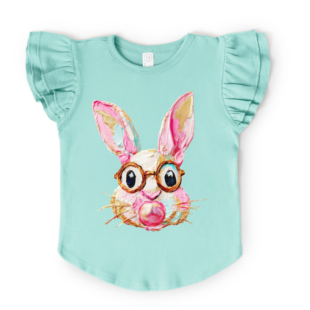 Bunny Face Textured Paint - Flutter Sleeve Graphic T-Shirt
