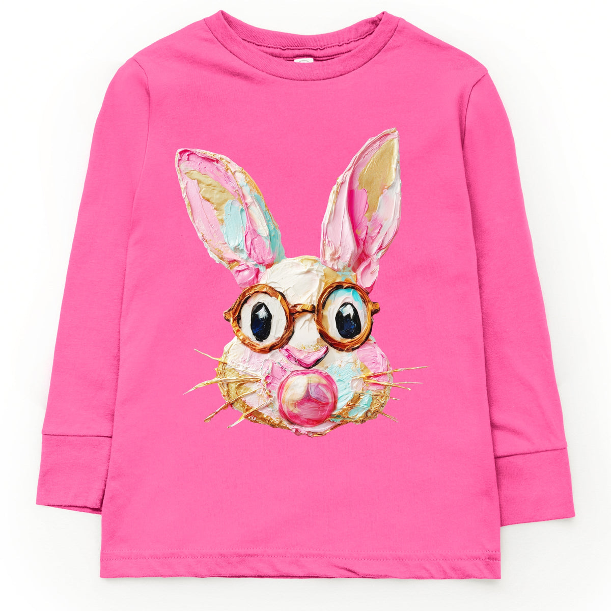 Bunny Face Textured Paint - Toddler Long Sleeve Graphic Tee