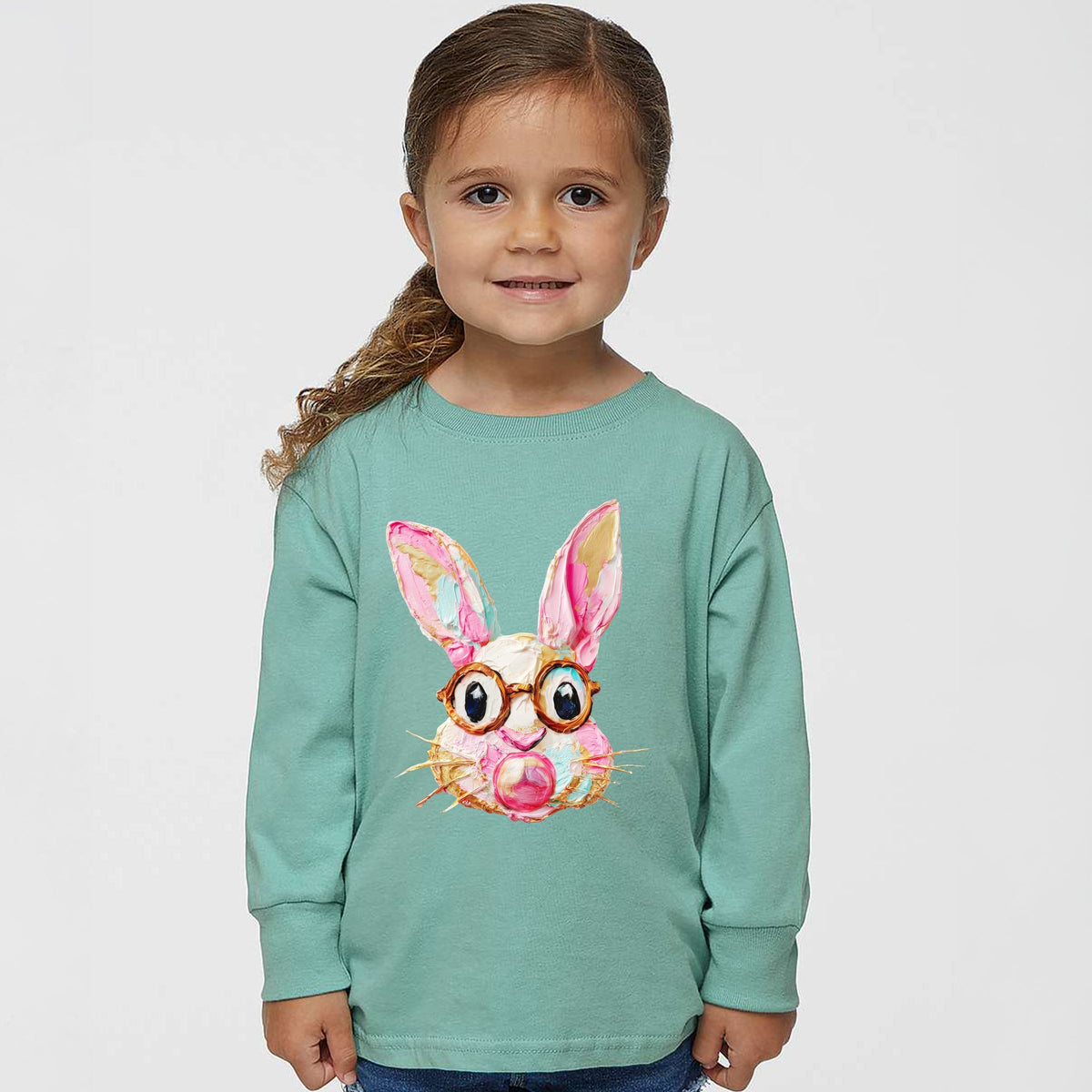 Bunny Face Textured Paint - Toddler Long Sleeve Graphic Tee