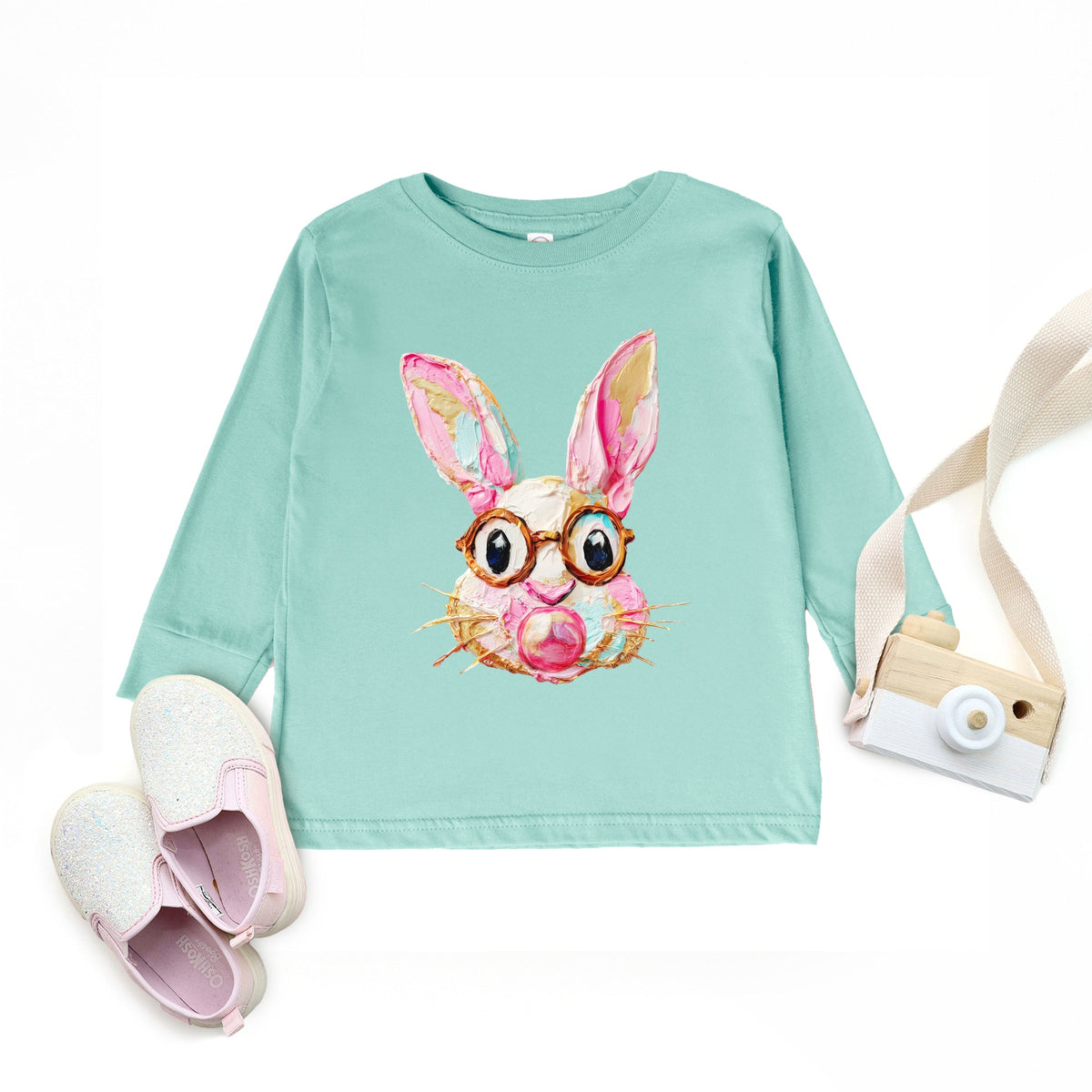 Bunny Face Textured Paint - Toddler Long Sleeve Graphic Tee