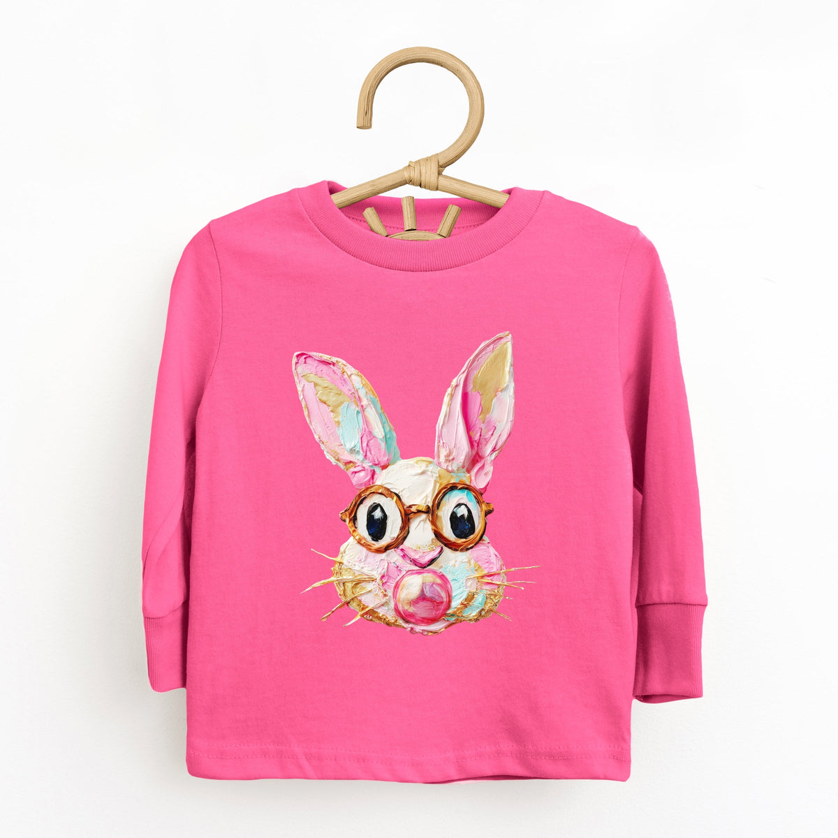 Bunny Face Textured Paint - Toddler Long Sleeve Graphic Tee