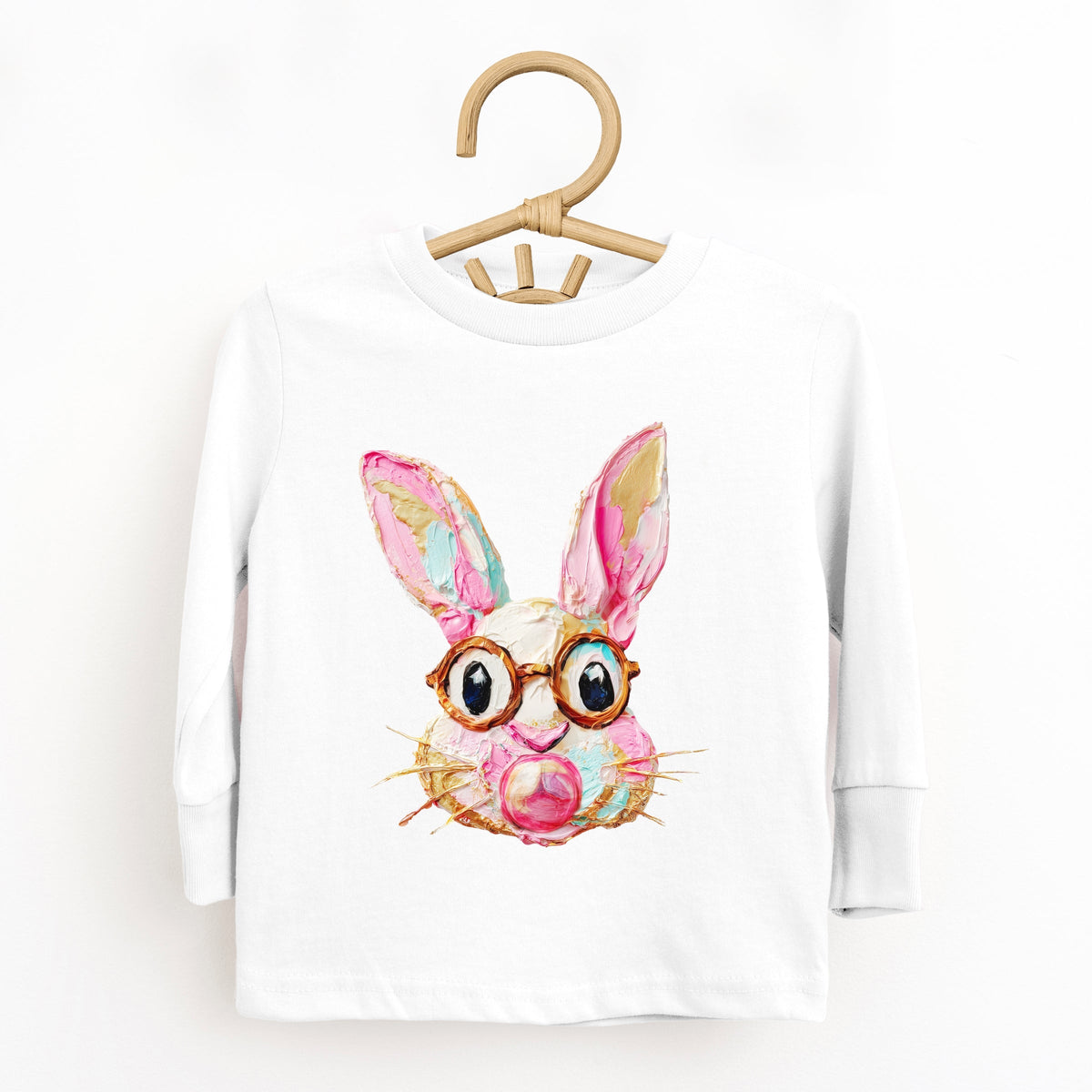 Bunny Face Textured Paint - Toddler Long Sleeve Graphic Tee