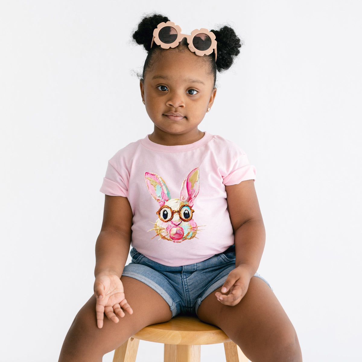 Bunny Face Textured Paint - Toddler Short Sleeve Graphic T-Shirt