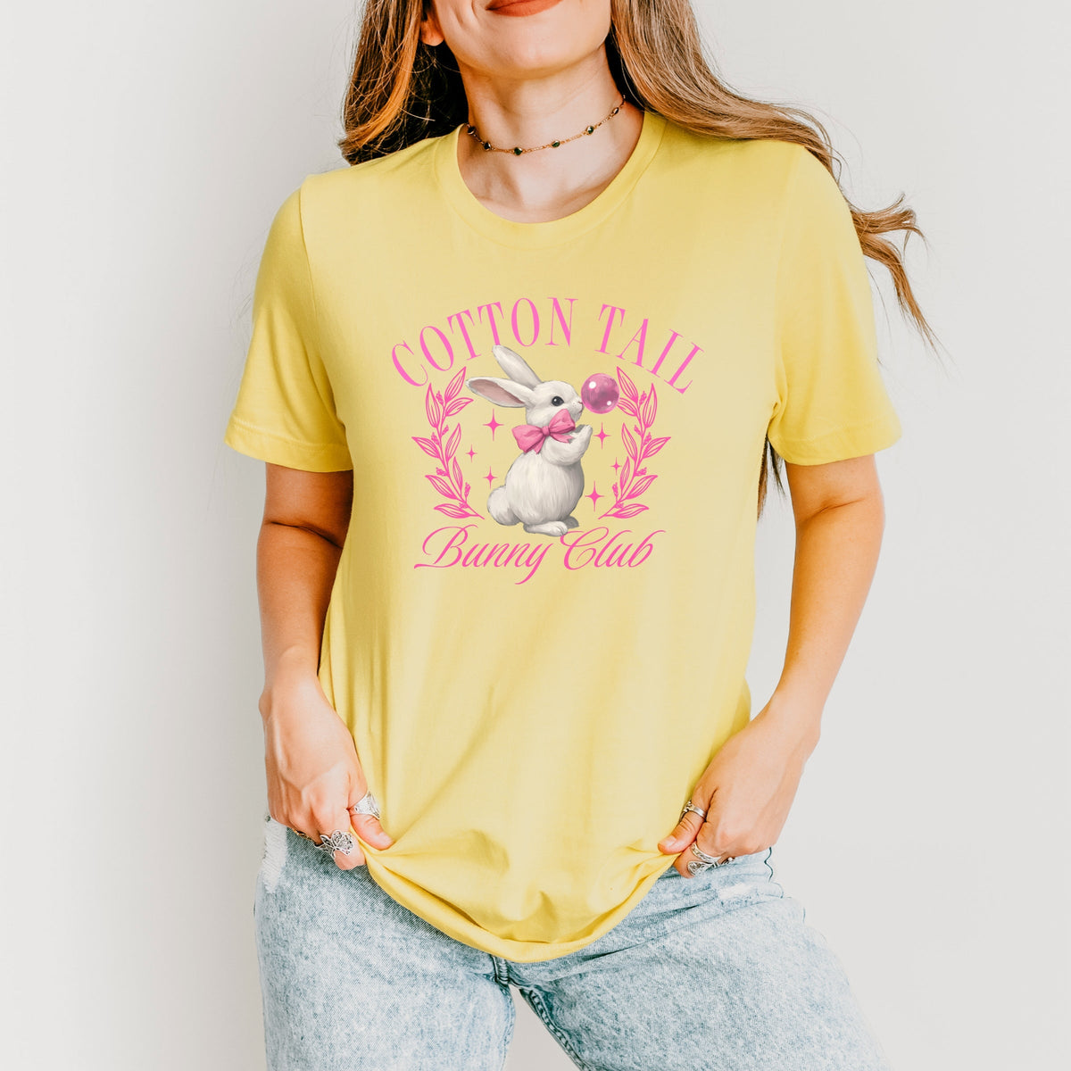 Cotton Tail Bunny Club Bubblegum - Women's Short Sleeve Graphic T-Shirt