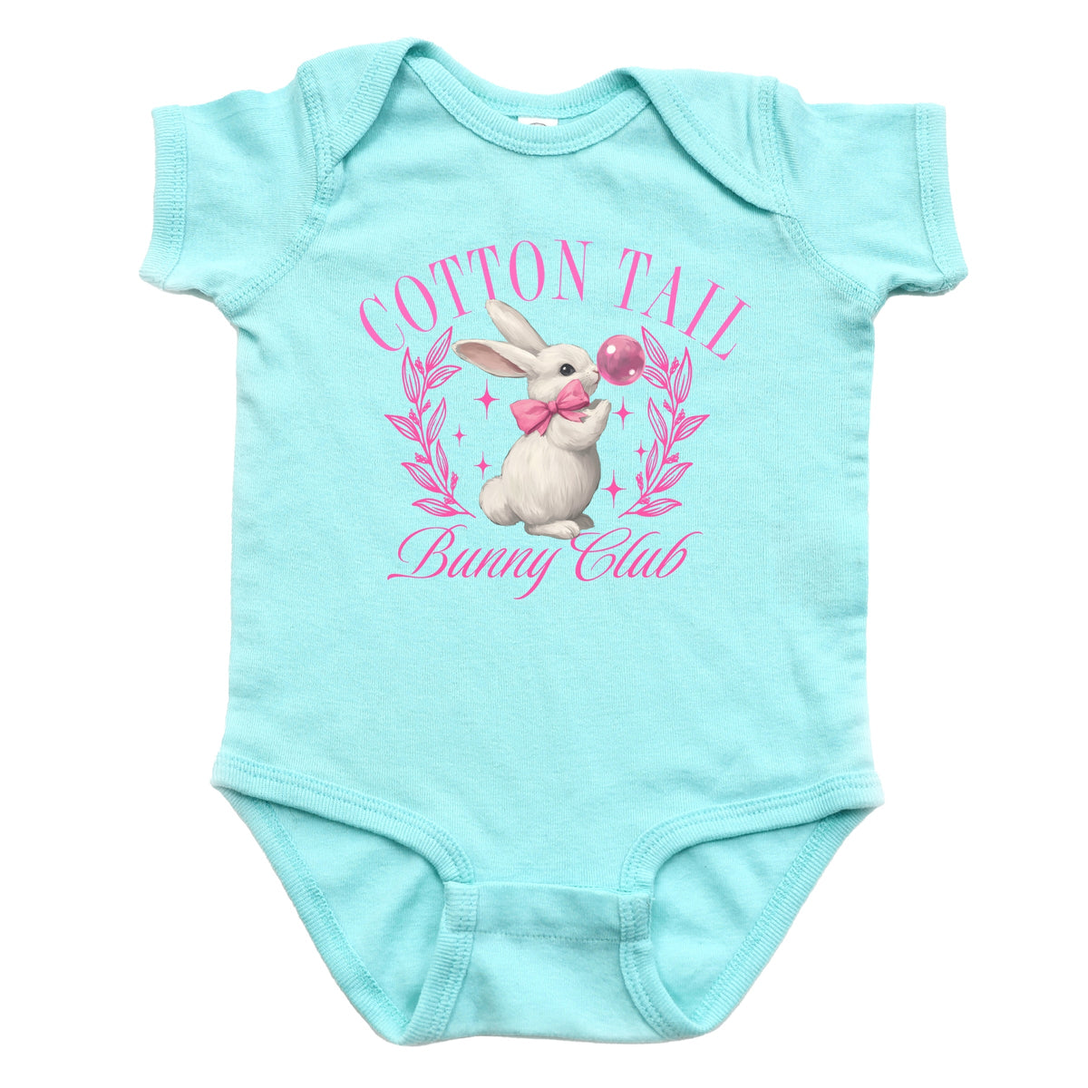 Cotton Tail Bunny Club Bubblegum - Baby Short Sleeve Graphic Bodysuit